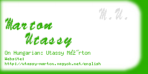 marton utassy business card